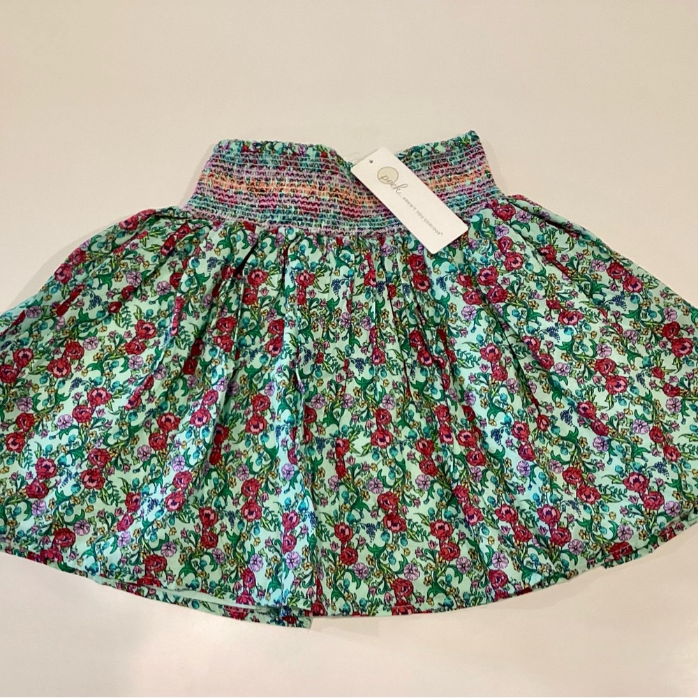 Peek NWT Smocked Floral Green and Pink Kids Skirt - 6/7